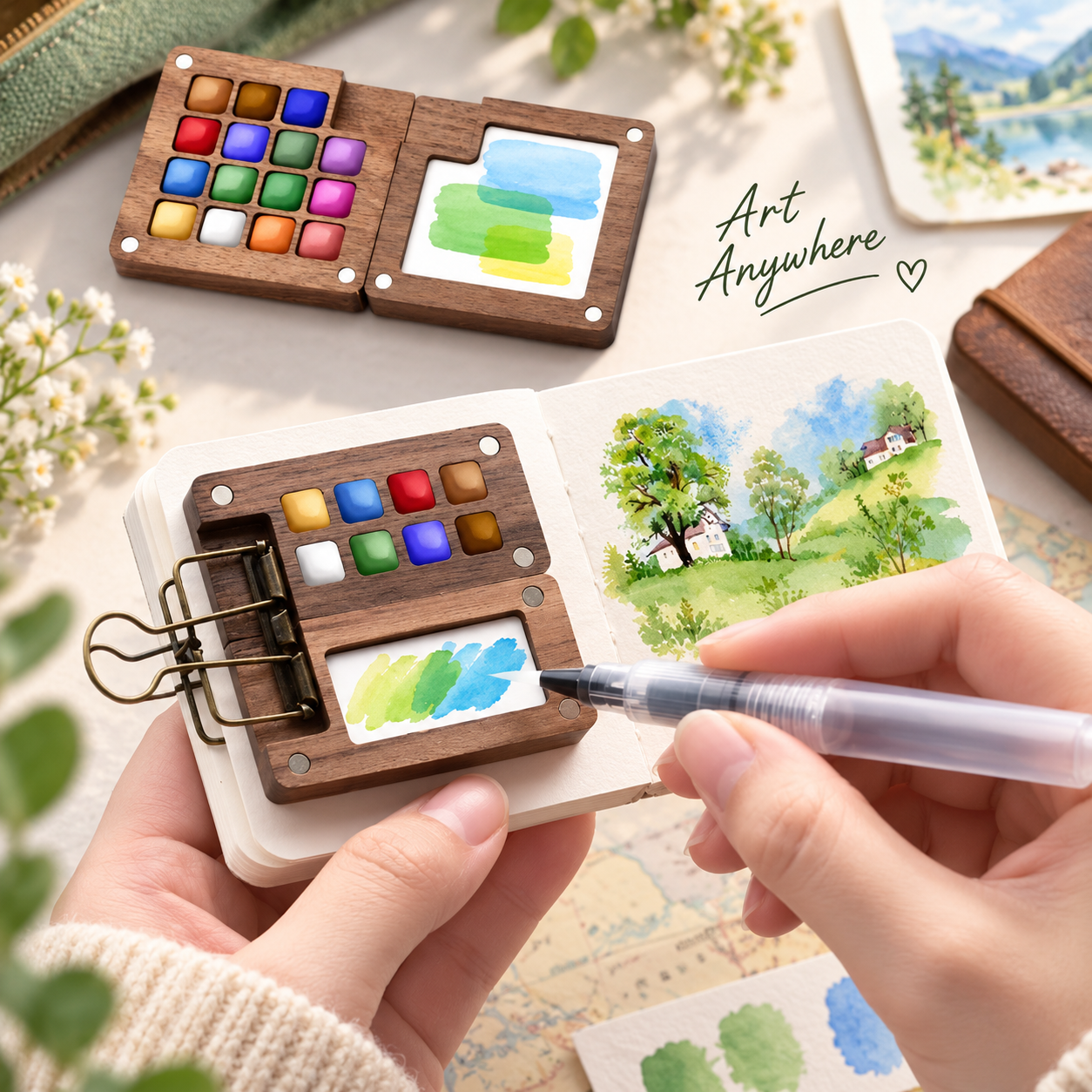 WanderPalette™ Pocket Watercolor Travel Set