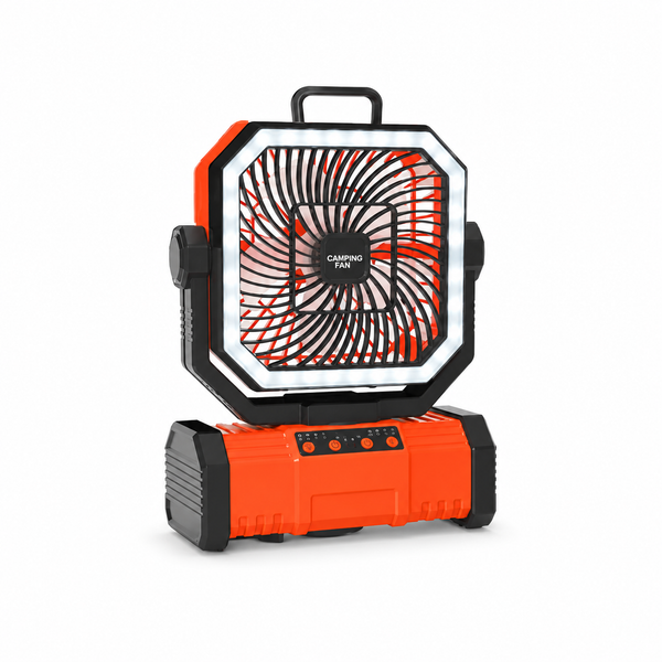 TrailBreeze™ Rechargeable Bluetooth Camping Fan with LED Light & Hanging Hook