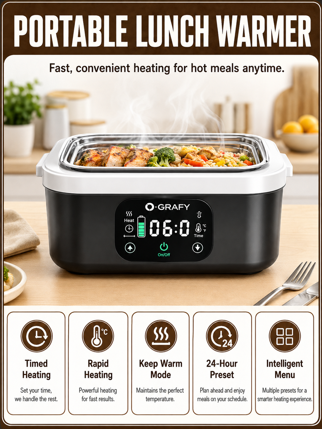 TrailHeat™ Rechargeable Heated Lunch Box