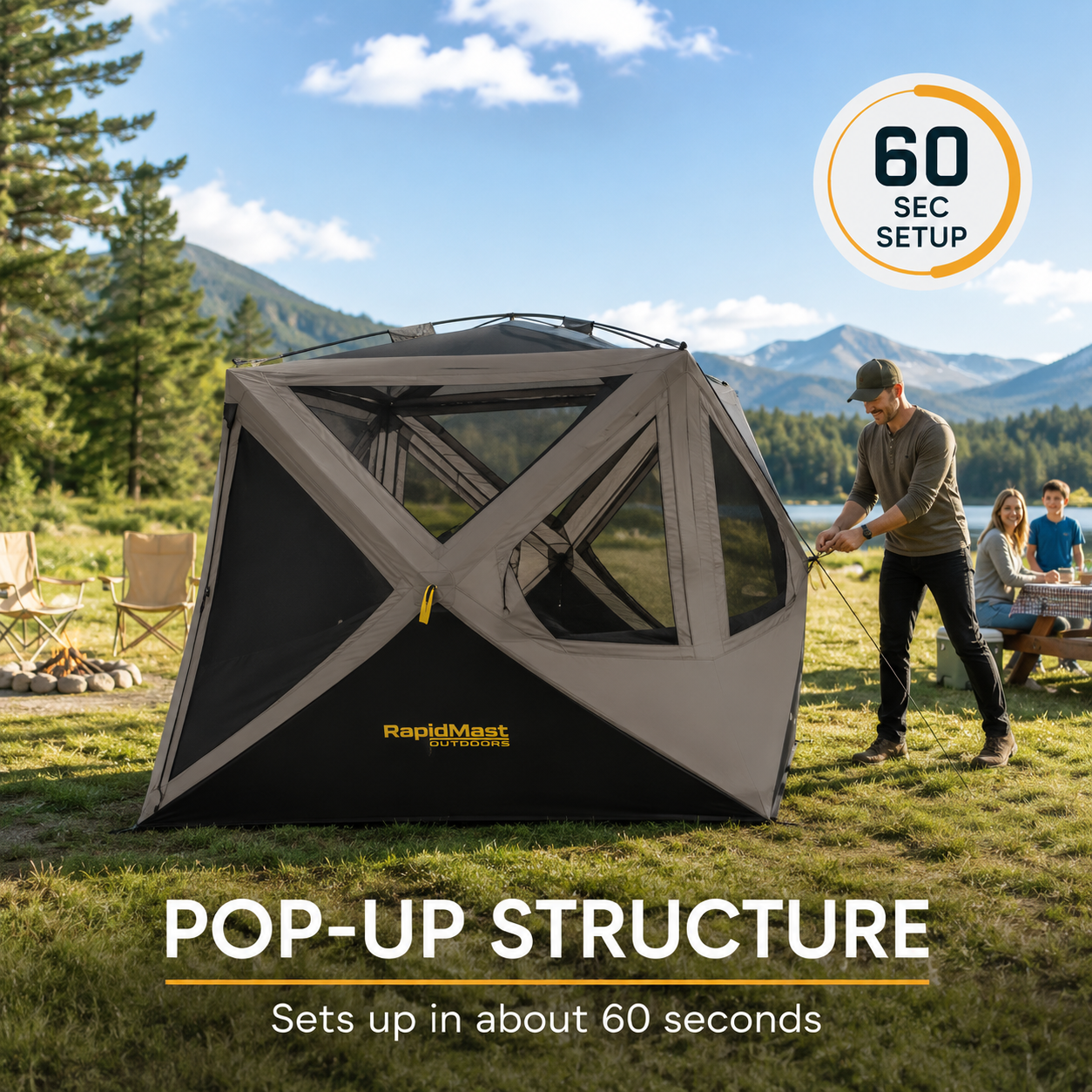 TrailBase Pro™ Instant Pop-Up Family Camping Tent