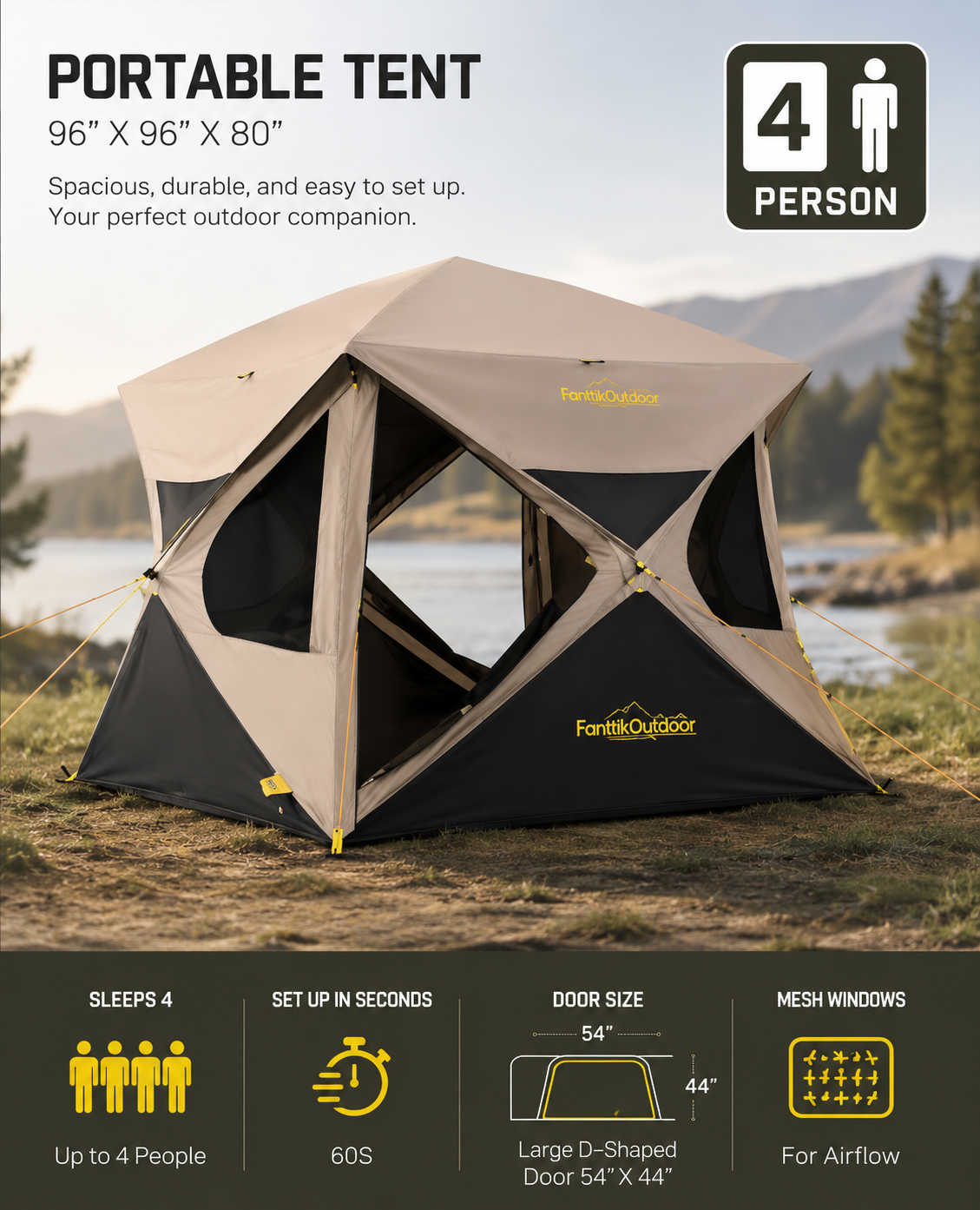 TrailBase Pro™ Instant Pop-Up Family Camping Tent